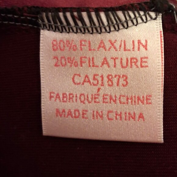 NWT Scoop Neck Wine-red Burgundy Embroidered Blouse Long Sleeve Women’s Top 12 - Picture 5 of 9